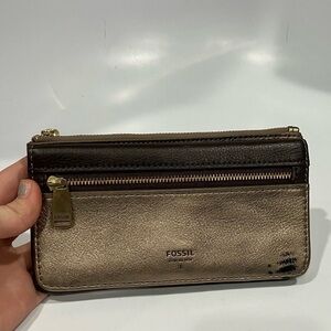 Fossil Metallic and Brown Wallet